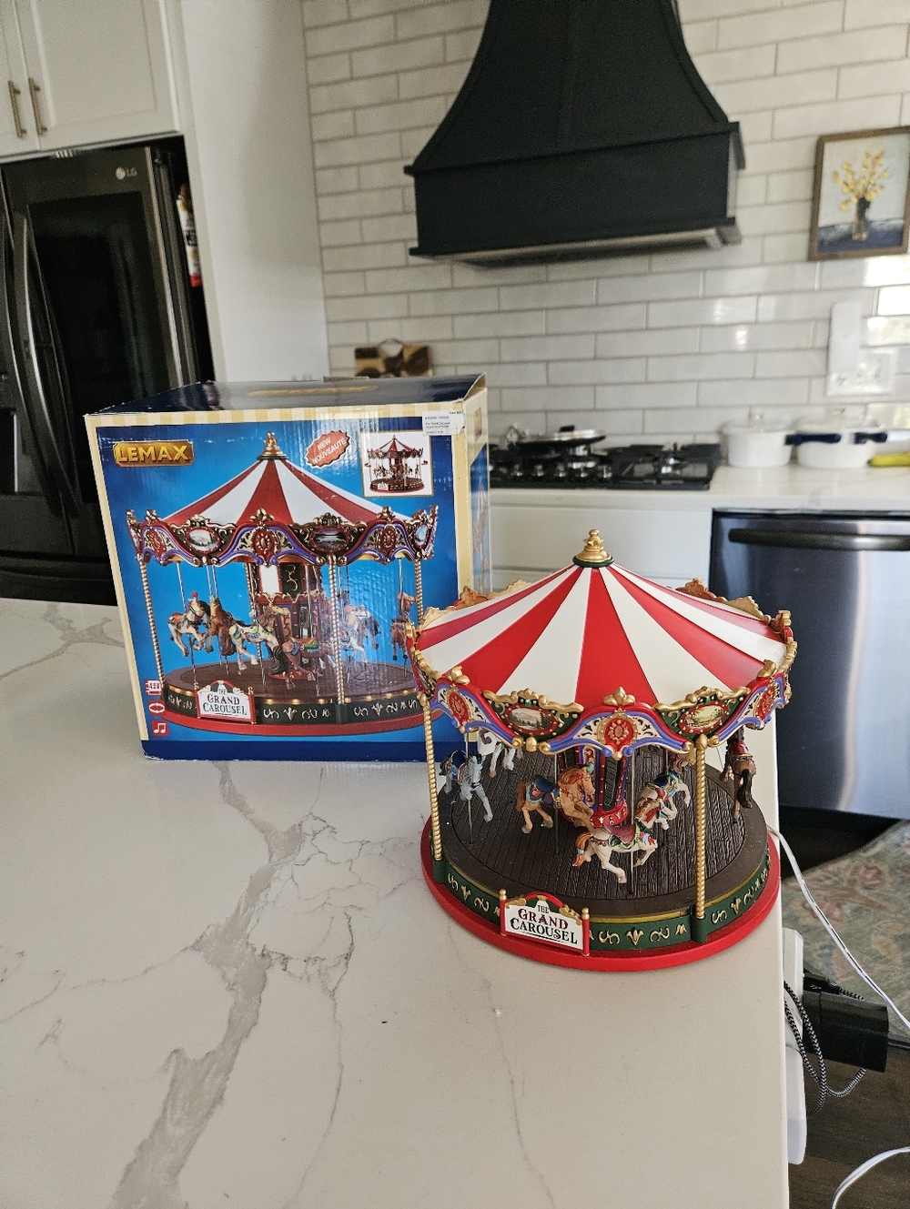 Lemax Red, White & Gold Grand Carousel Musical Figurine